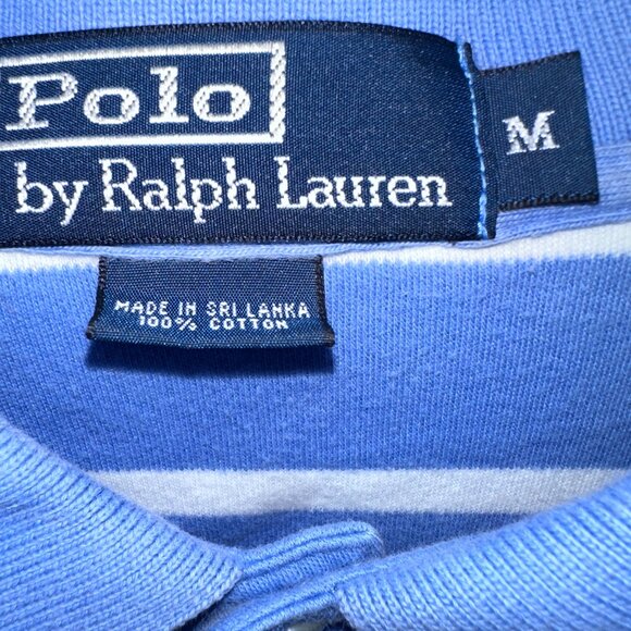 Two Blue Polo Ralph Lauren Striped Polos - Size Medium - Picture 8 of 9